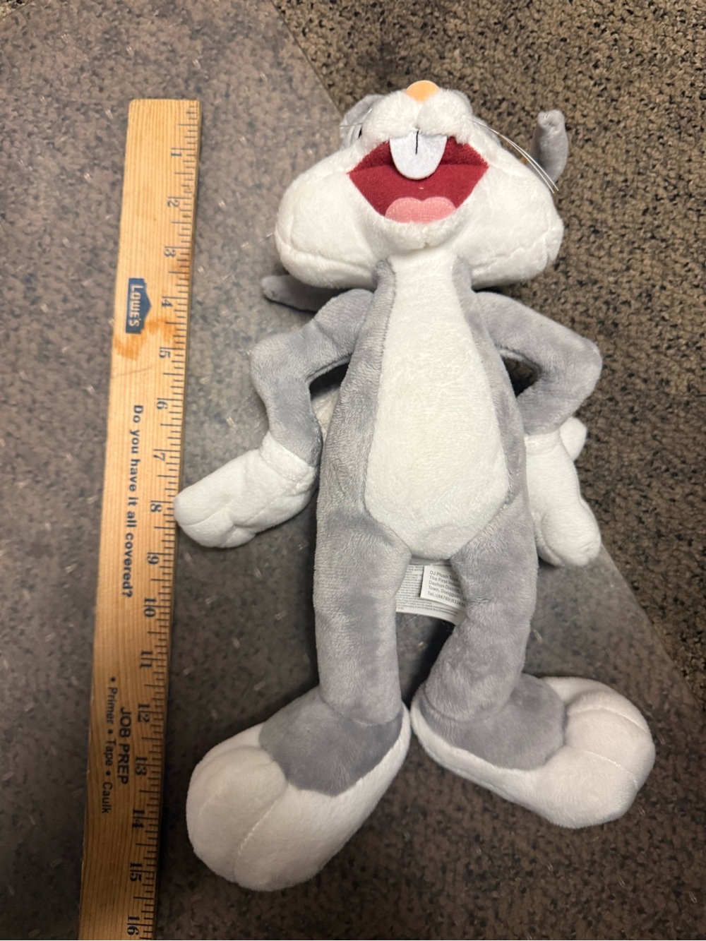 Six Flags Park Bugs Bunny Plush Bendable Ears Toy Warner Bros Looney Tunes